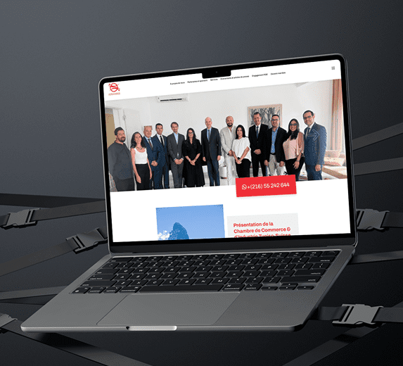 Capture d'écran du site web de la Chambre de Commerce et d'Industrie Tuniso-Suisse réalisé par Itgate